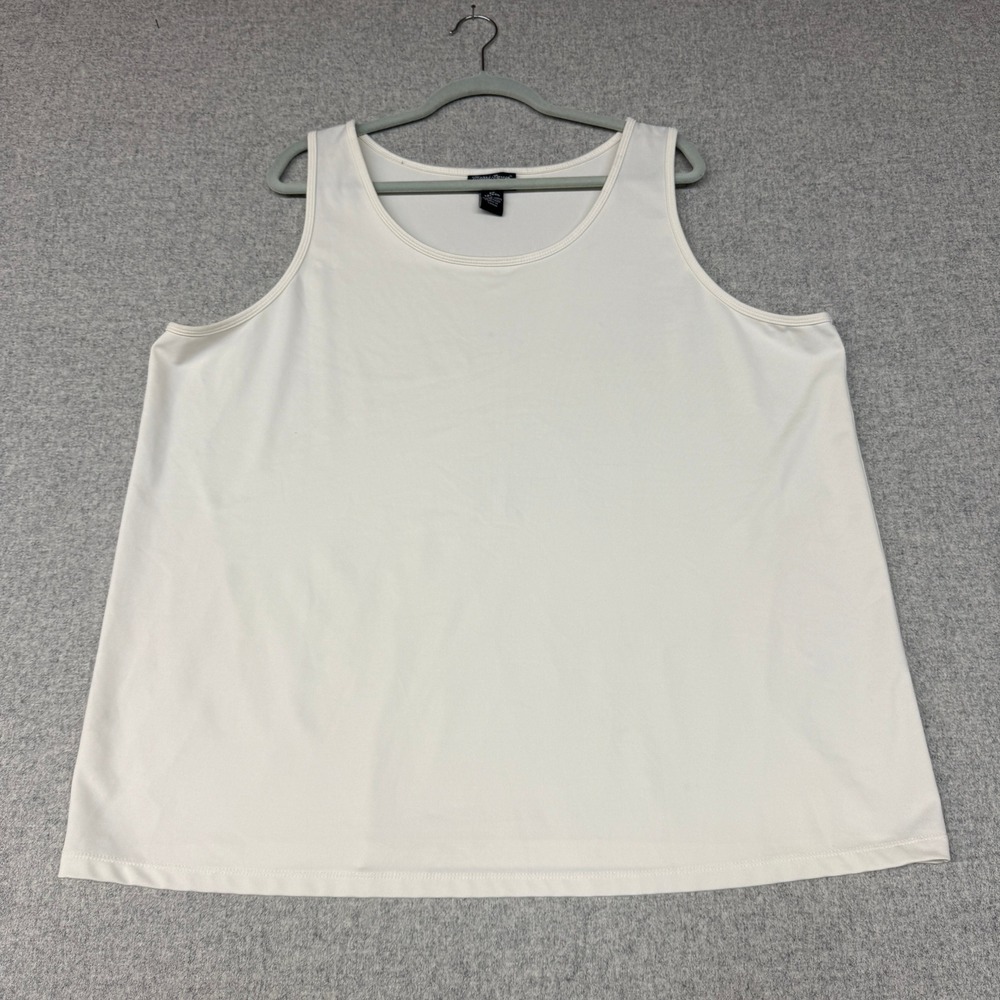 Maggie Barnes Tank Top Size 2X 22/24W White Essentials Stretch Sleeveless Shell